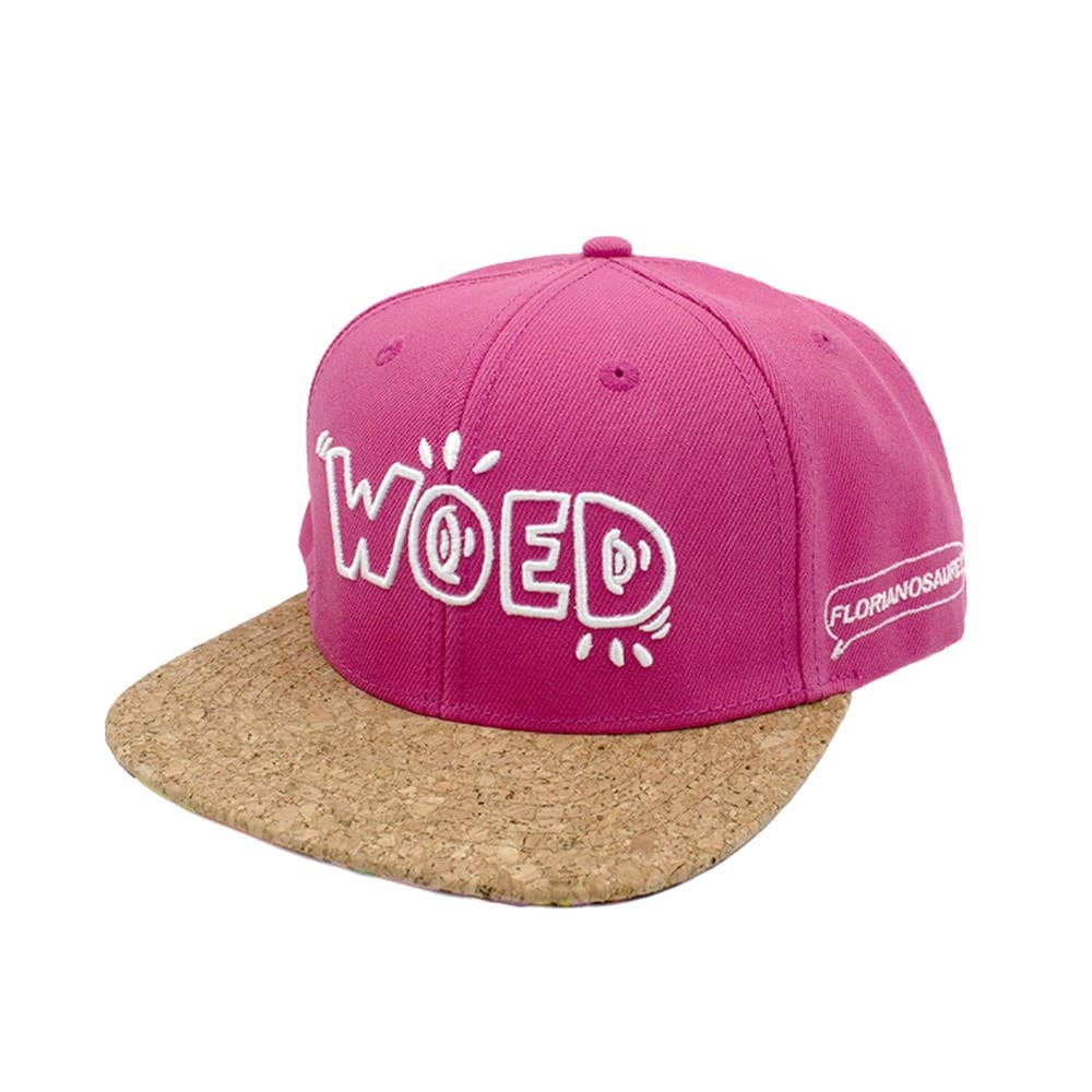 Woed Monster Snapback Cap „Florianosaure“ in knalligem Pink mit Korkdetails Woed