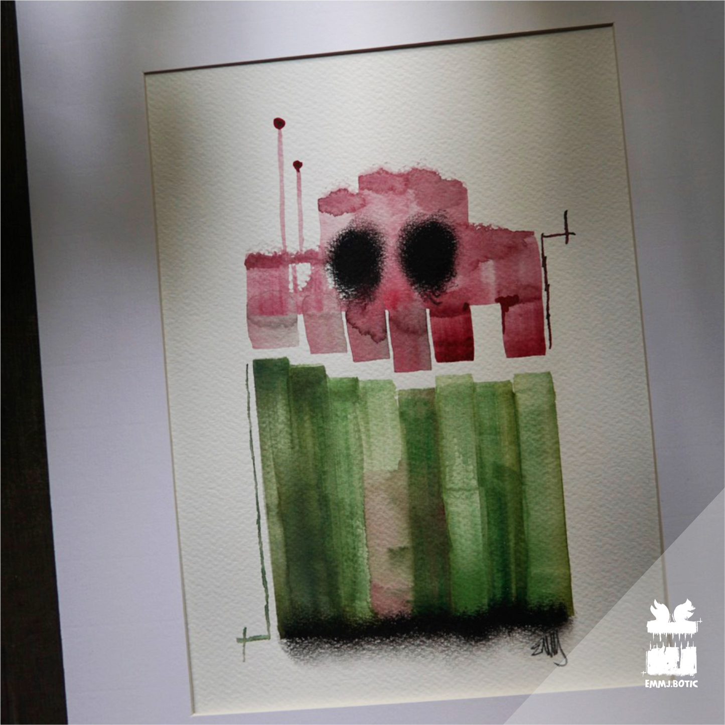 🤖💀🎨#100 "VerdeVisor: The Scarlet Circuitron" Aquarell Roboter Kunst Erik Halisch-EMMJ