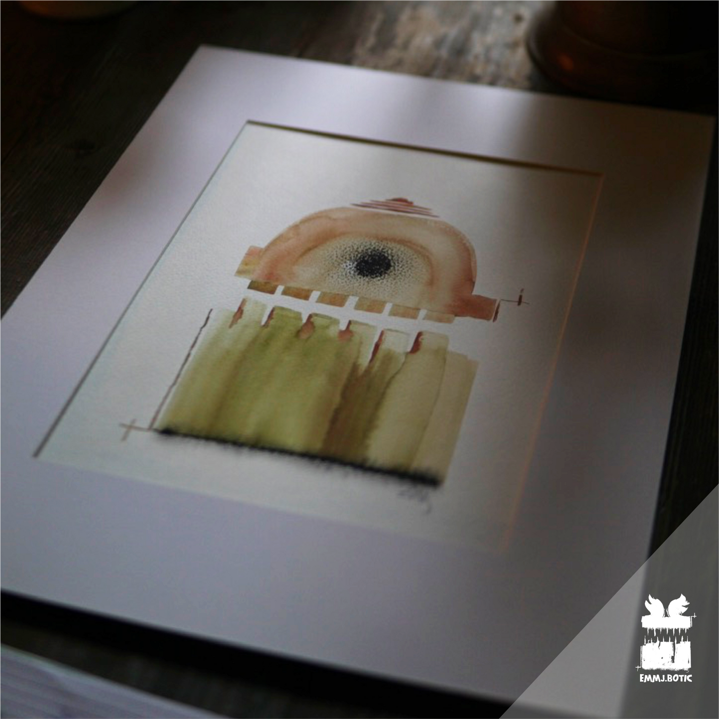 🤖💀🎨#142 "Cyberbotic: The Chromatic Mech Gazer" Aquarell Roboter Kunst Erik Halisch-EMMJ