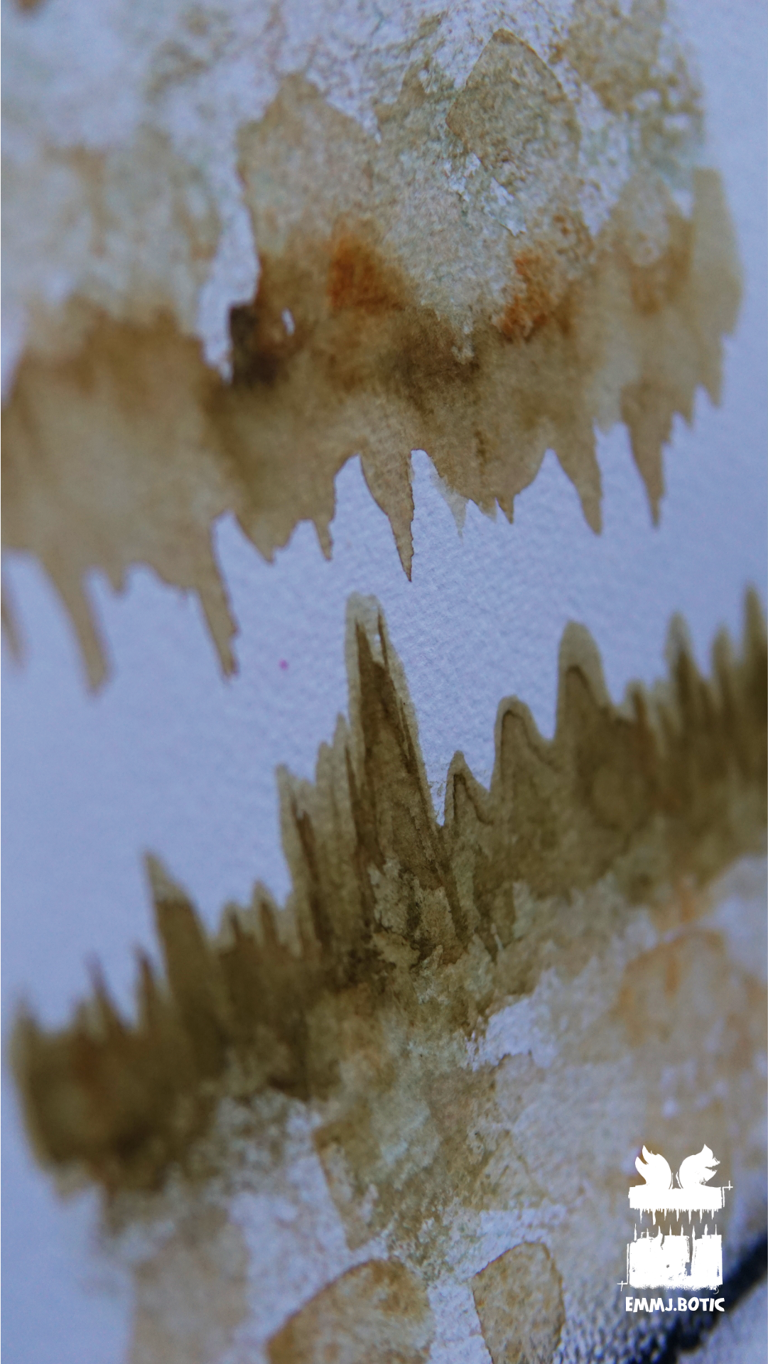 🤖💀🎨#243 "Ochre Shivermaw: The Gnashing Gilded Specter" Aquarell Monster Kunst Erik Halisch-EMMJ