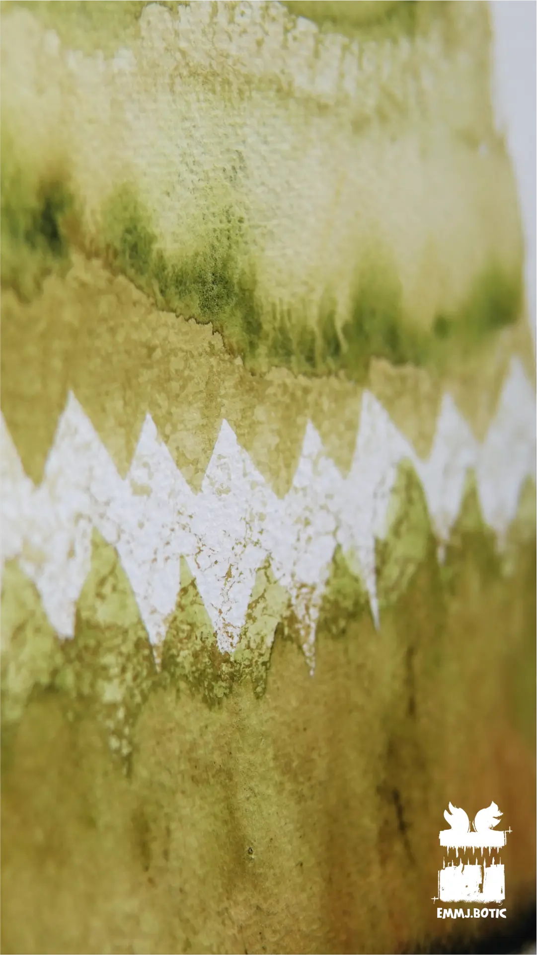 🤖💀🎨#246 „Emerald Gaze: The Verdant Fang“ Aquarell Kunst Monster Erik Halisch-EMMJ