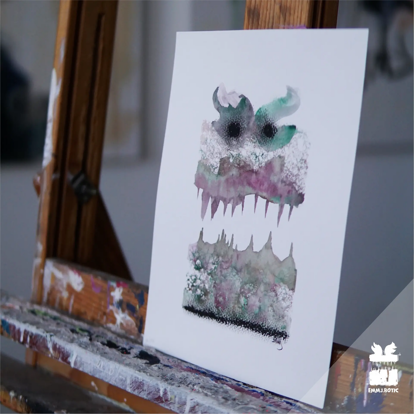 🤖💀🎨#250 "Hellspire Specter: The Enigmatic Devilkin" Aquarell Monster Kunst Erik Halisch-EMMJ