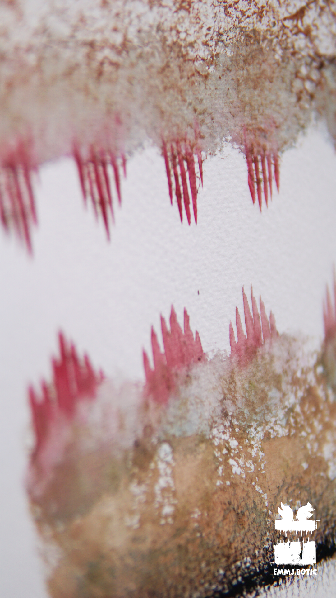 🤖💀🎨#258 "Marbled Inferno: Scarlet Spiked Specter" Aquarell Monster Kunst Erik Halisch-EMMJ