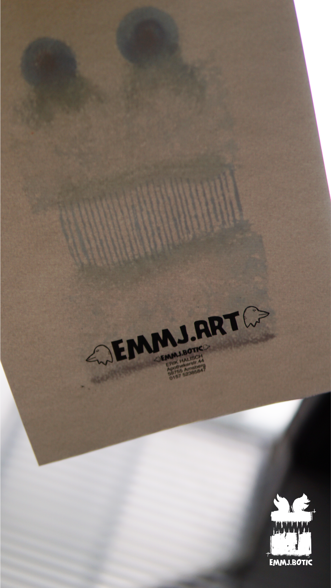 🤖💀🎨#262 "Indigo Marble Monstrosity: Sapphire Gaze and Azure Fangs" Aquarell Monster Kunst Erik Halisch-EMMJ