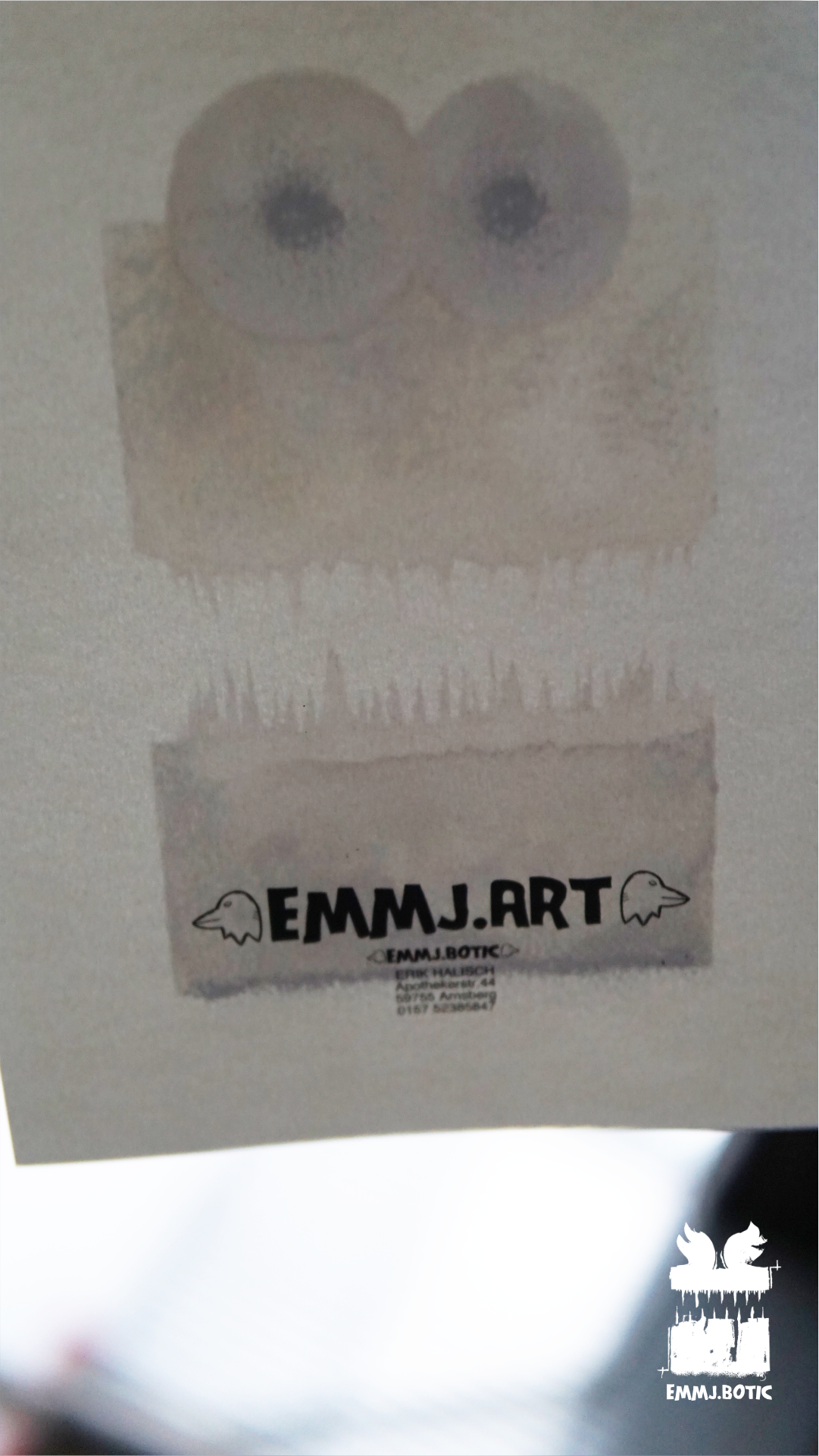 🤖💀🎨#265 "Amber Abyss: Violet Gaze of the Marbled Monstrosity" Aquarell Monster Kunst