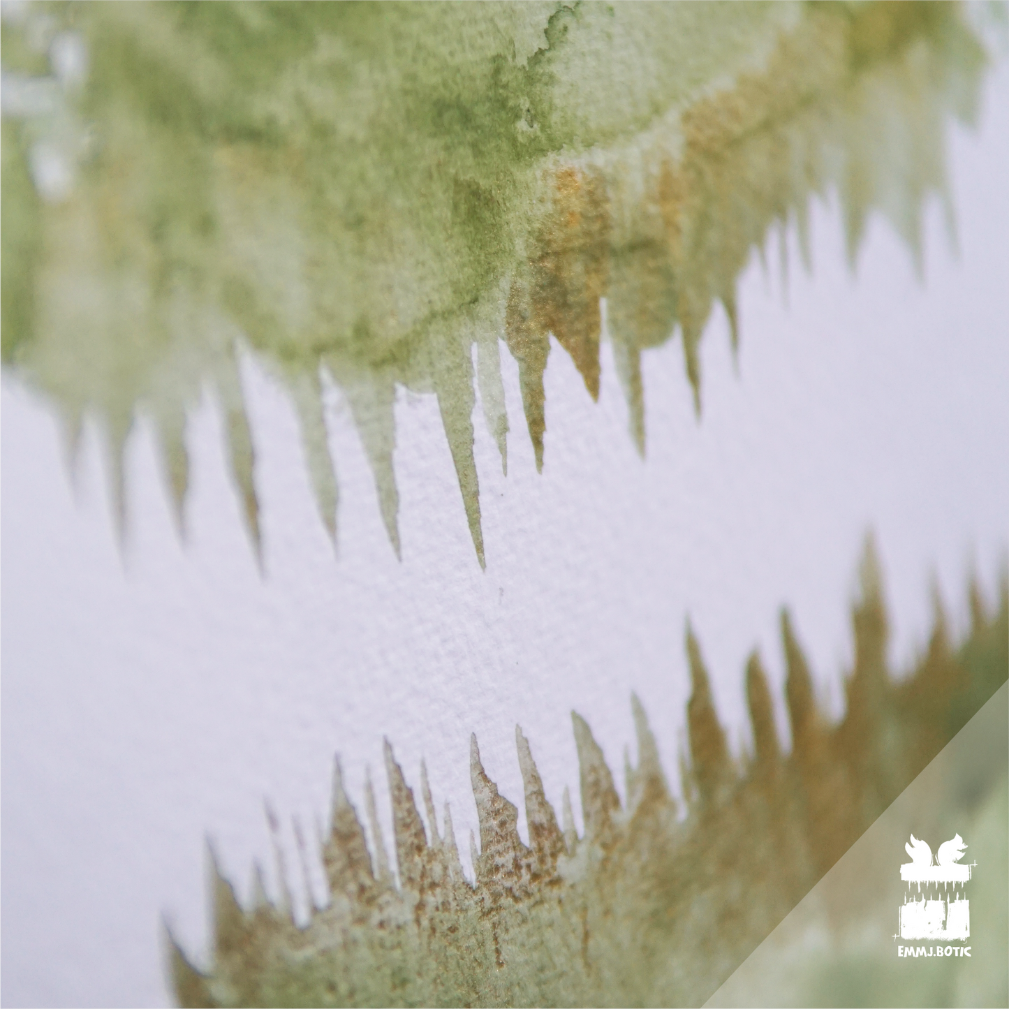 🤖💀🎨#268 "Emerald Inferno: Horned Marbled Specter" Aquarell Monster Kunst Erik Halisch-EMMJ