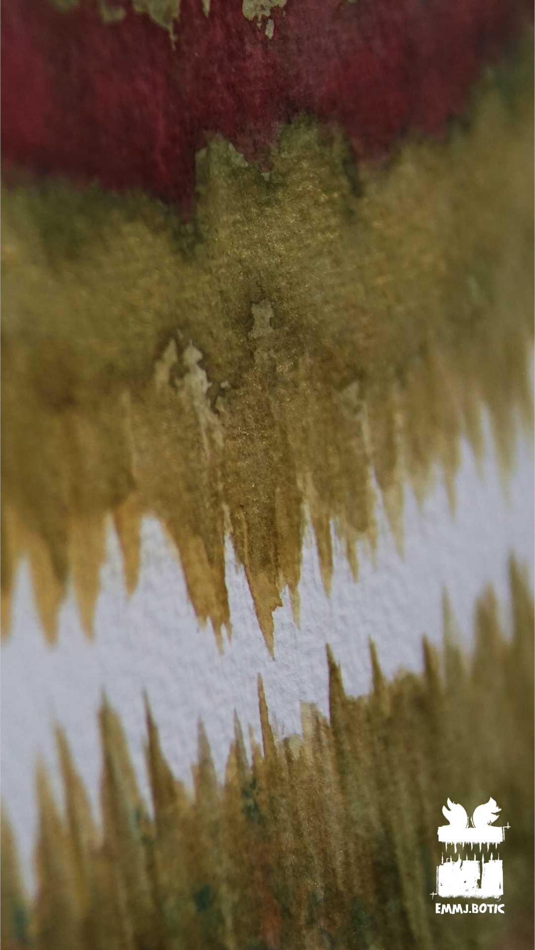 🤖💀🎨#273 "Ochre Infernal Visage: Crimson Spikes" Aquarell Monster Kunst Erik Halisch-EMMJ