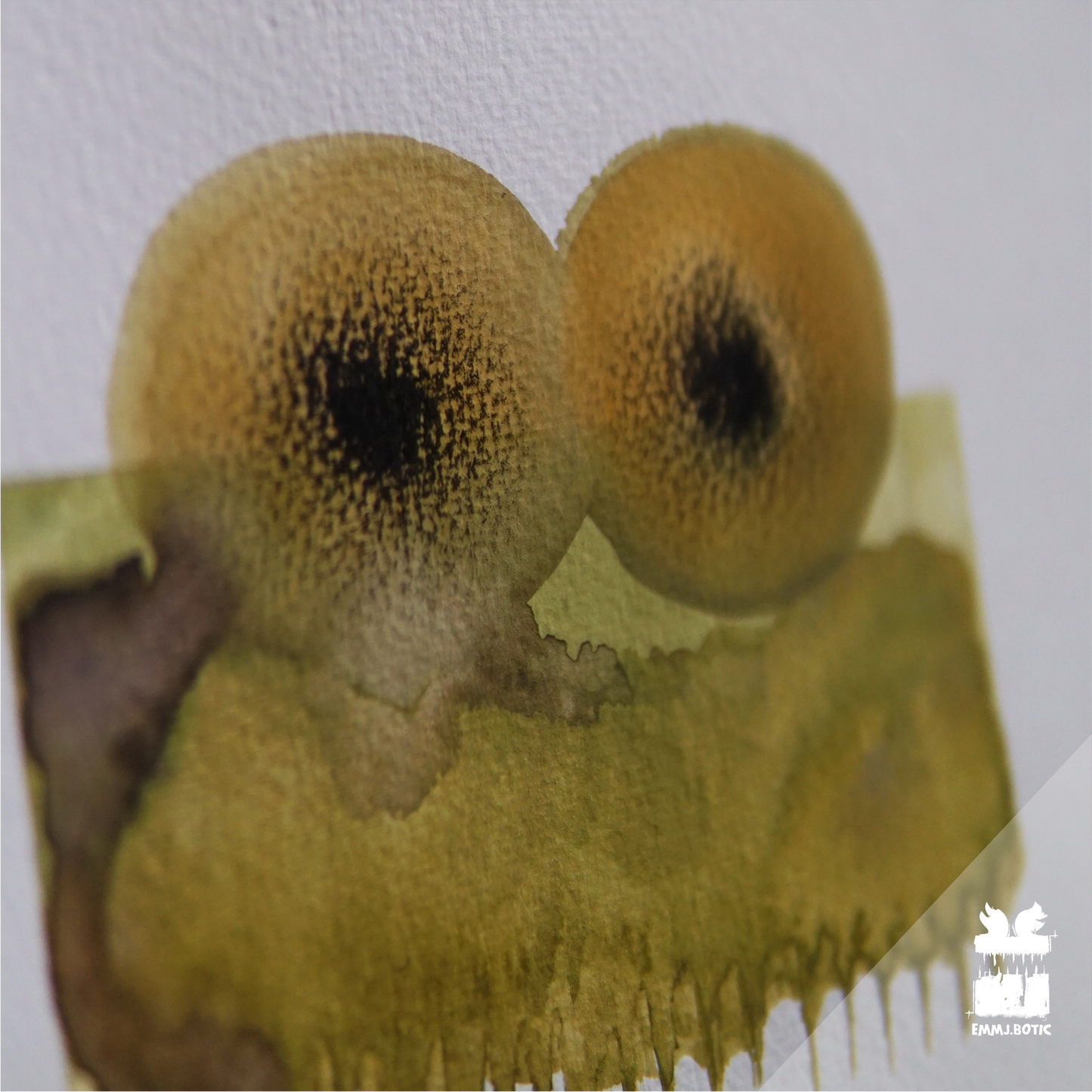 🤖💀🎨#277 "Emerald Amphibian Aberration: Thorned Grin" Aquarell Monster Kunst Erik Halisch-EMMJ