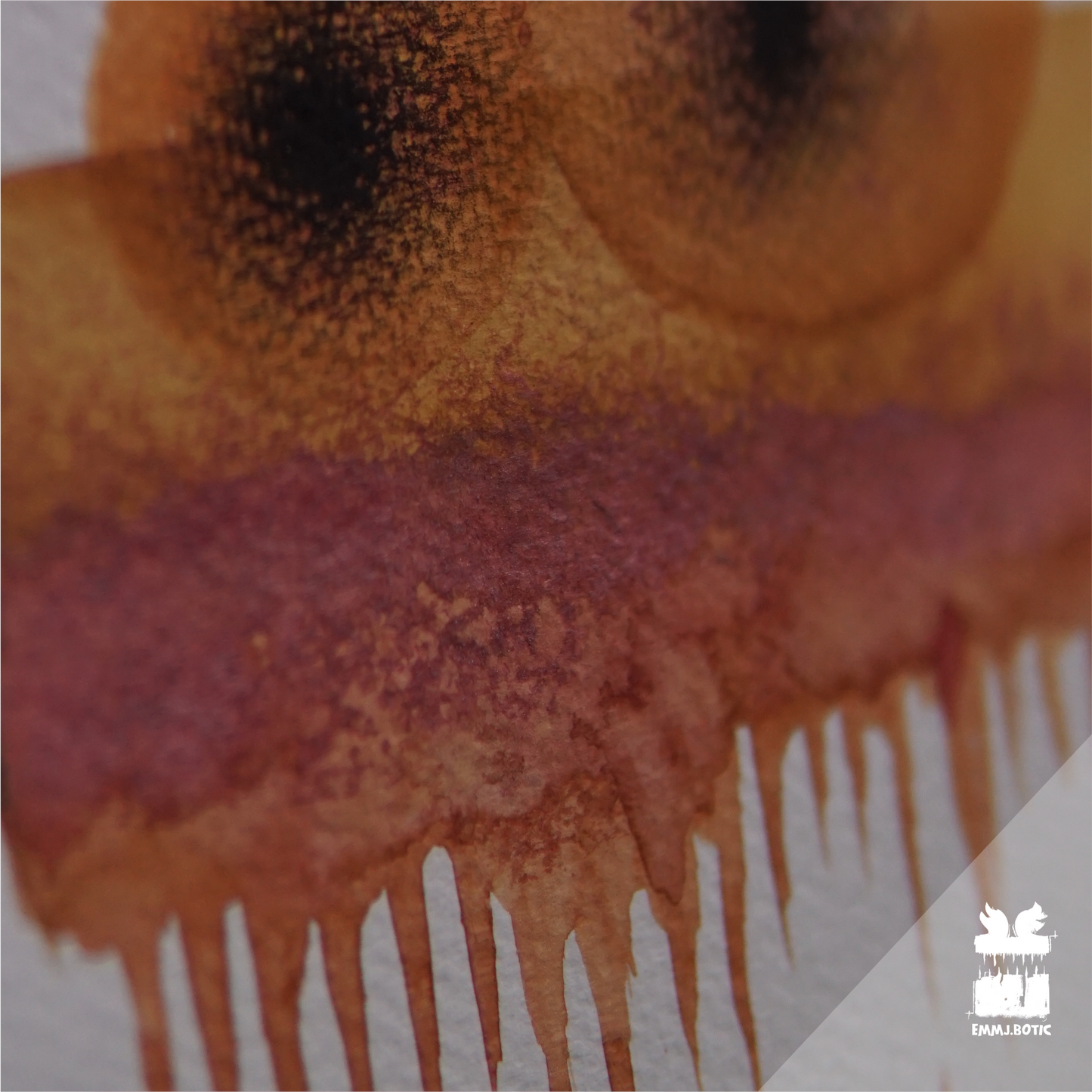 🤖💀🎨#281 "Tangerine Miasma Fiend: Rosy Serpent Stare" Aquarell Monster Kunst Erik Halisch-EMMJ