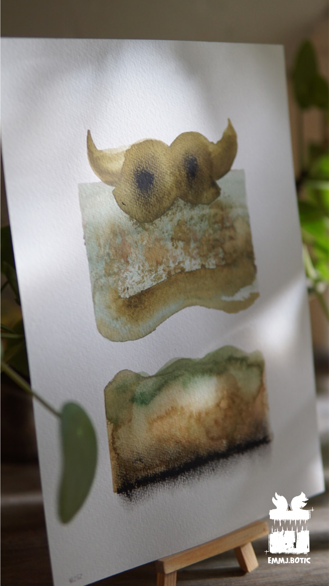 🤖💀🎨#282 "Verdant Demon: Forest Fiend's Grin" Aquarell Monster Kunst