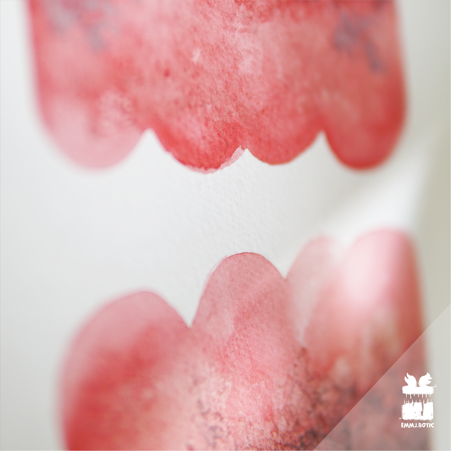 🤖💀🎨#285 "Scarlet Veil Monstrosity: Crimson Gaze" Aquarell Monster Kunst Erik Halisch-EMMJ