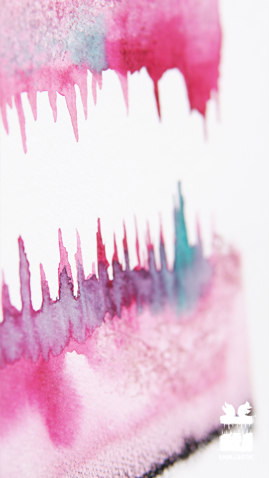 🤖💀🎨#290 "Crimson Inferno Beast: Azure Contrast Tooth" Aquarell Monster Kunst Erik Halisch-EMMJ