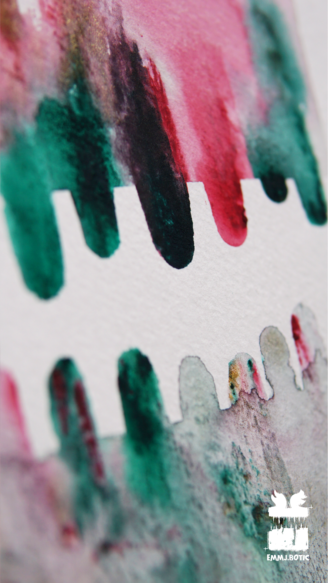 🤖💀🎨#293 "Pastel Prism Creature: Verdant Gaze and Rosy Grin" Aquarell Monster Kunst Erik Halisch-EMMJ