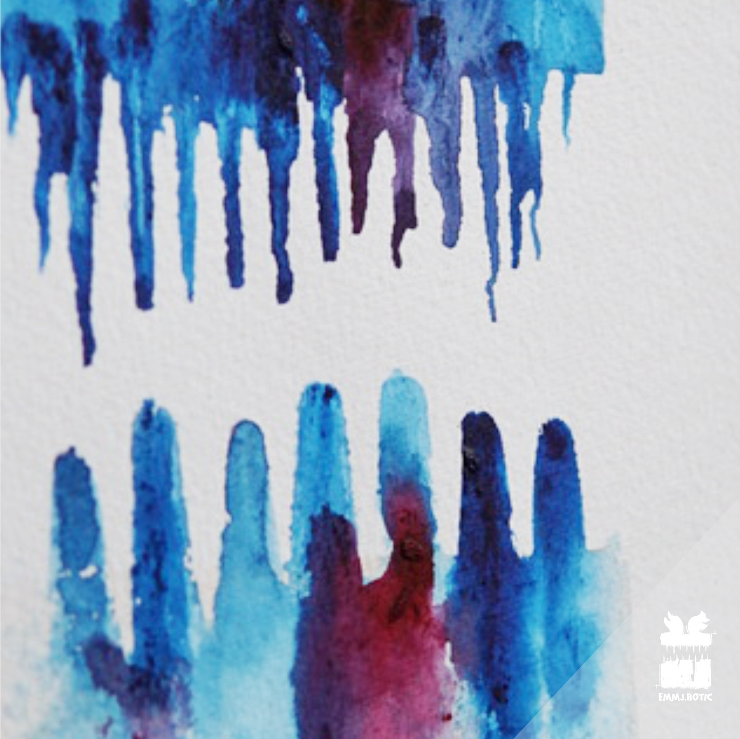 🤖💀🎨#297 "Azure Avianus: Feathered Frenzy" Aquarell Monster Kunst Erik Halisch-EMMJ