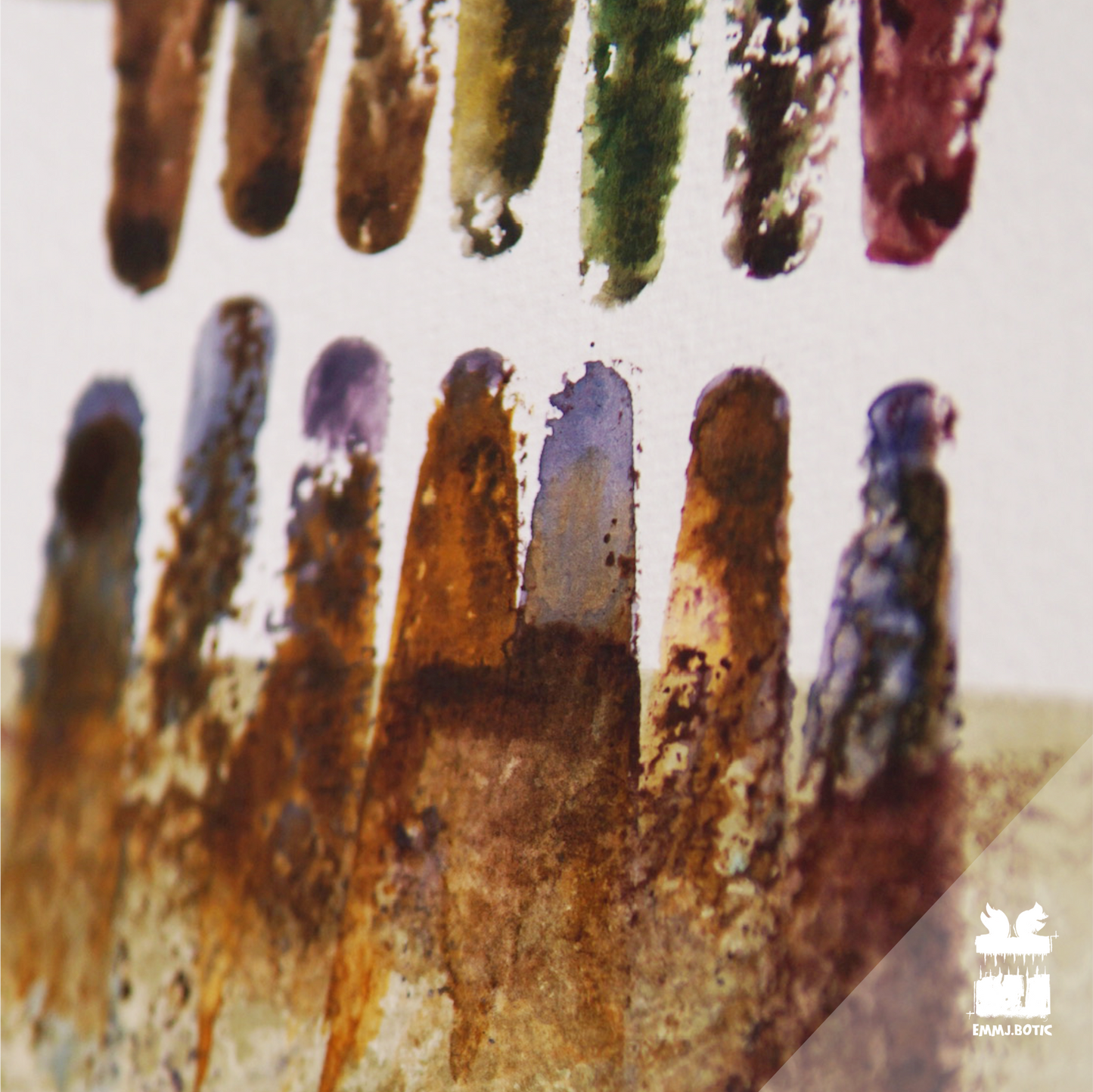 🤖💀🎨#308 "Verdant Gaze: Psychedelic Cyclopean Grin" Aquarell Monster Kunst Erik Halisch-EMMJ