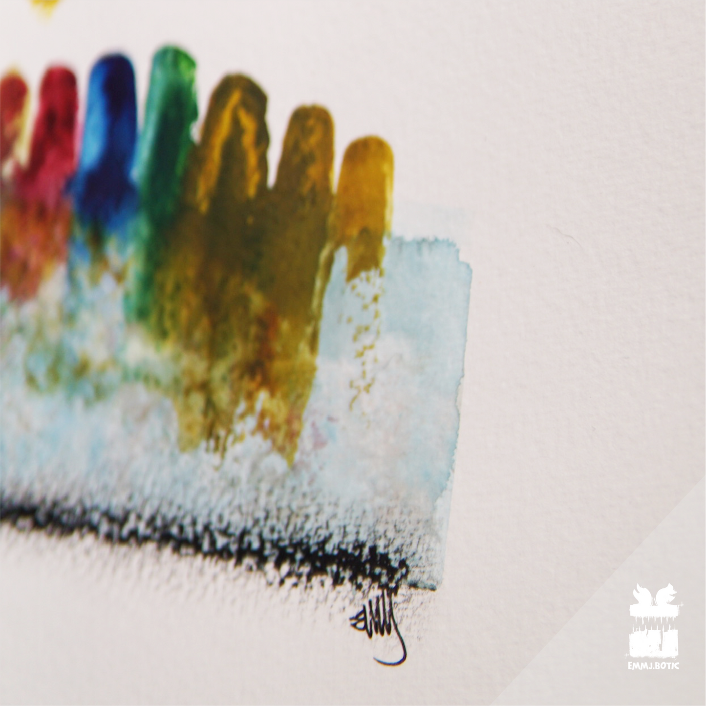 🤖💀🎨#309 "Sapphire Spectrum Grinner: Prismatic Dentition" Aquarell Kunst Monster Erik Halisch-EMMJ