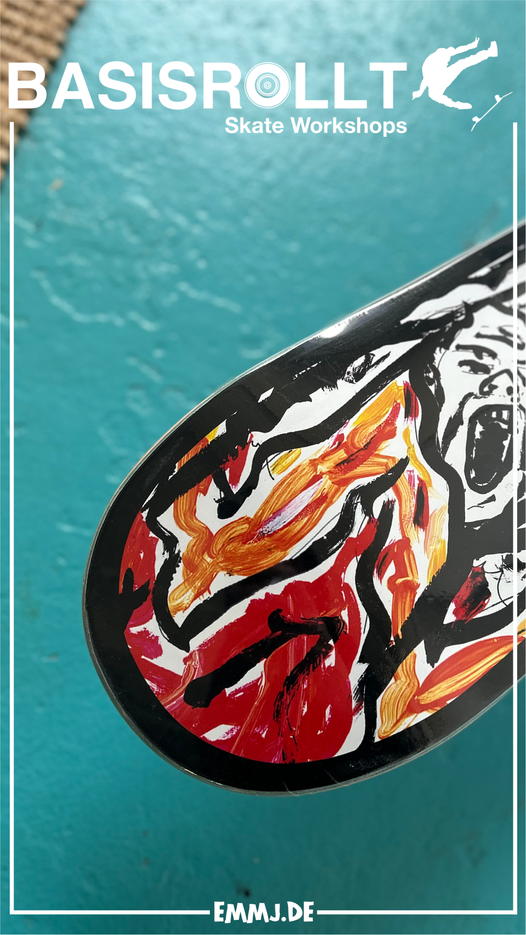 POETIC COLLECTIVE Burning Skull Frame Skateboard Deck 8.125