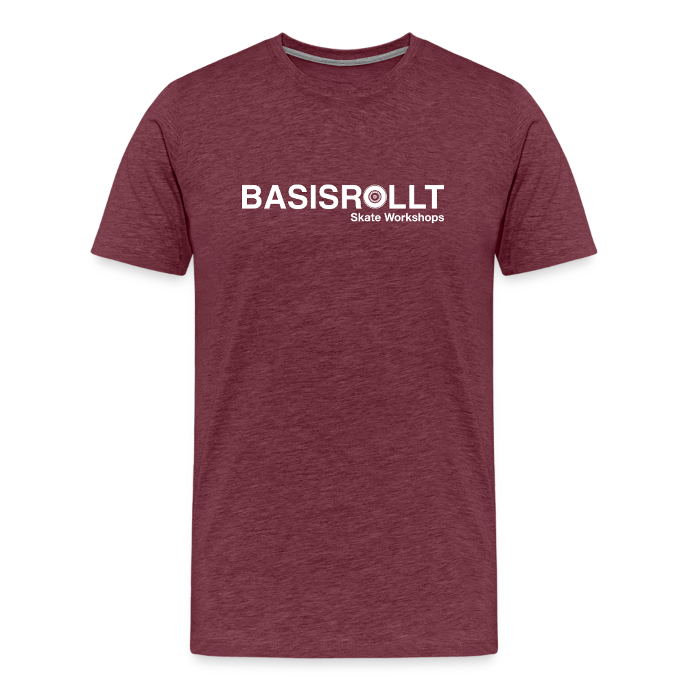 BASISROLLT - Männer Premium T-Shirt - „CLEAN&LOVE“ - Bordeauxrot meliert