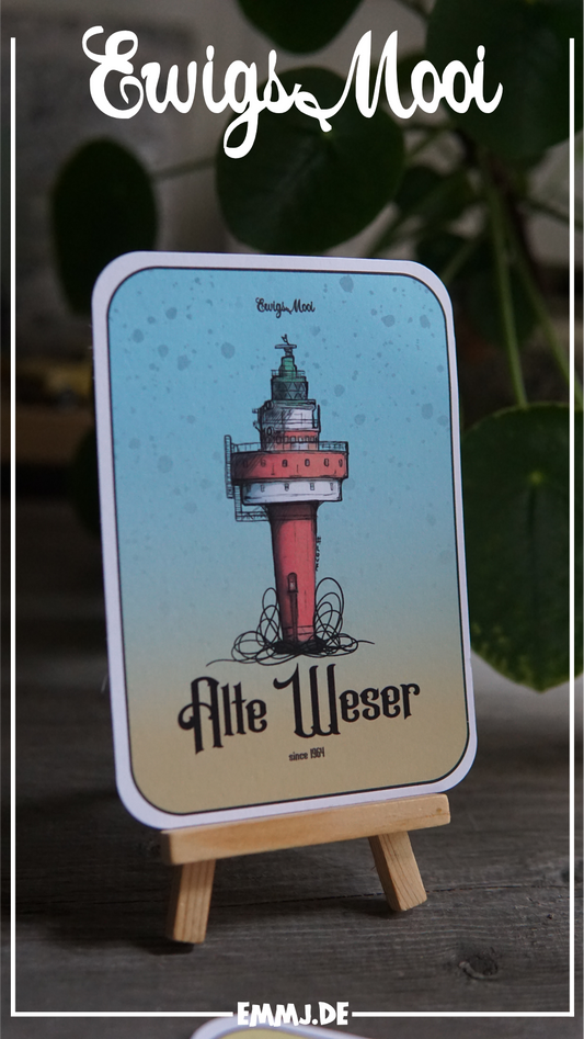 Alte Weser Leuchtturm - Deutsche Bucht - Wesermündung - Sammelkarte - Postkarte - A6