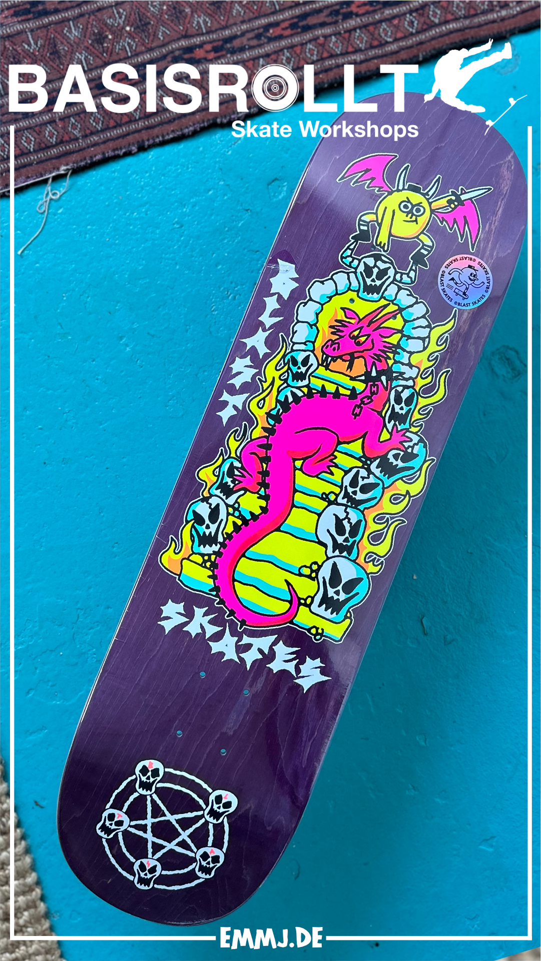 BLAST SKATES 8.5" SQUARE TAIL DECK DRAGON TAMER