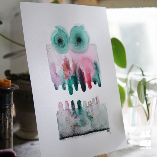 🤖💀🎨#293 "Chromalume: The Radiant Spectrum Creature" Aquarell Monster Kunst