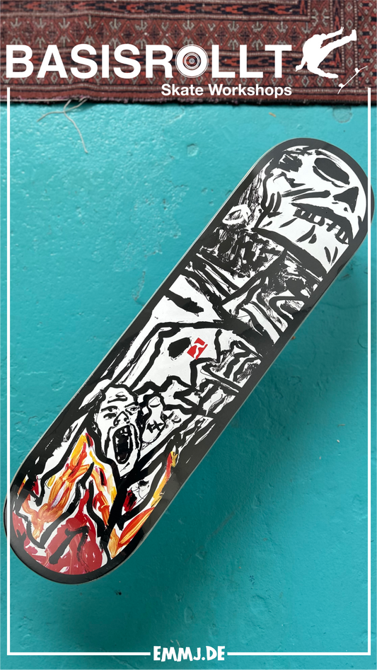 POETIC COLLECTIVE Burning Skull Frame Skateboard Deck 8.125