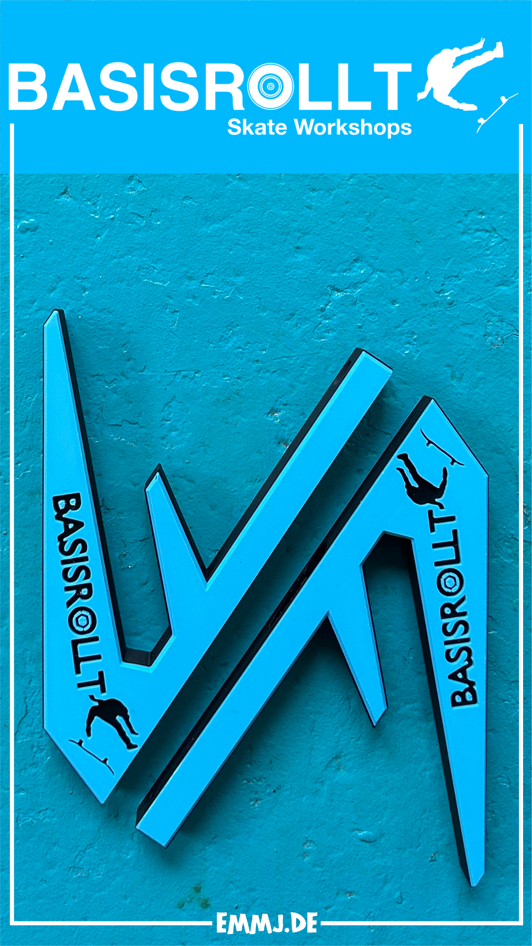 Wall Mount Wall Hanger Wandhalter Board Halter für Skateboards hellblau/schwarz Erik Halisch-EMMJ